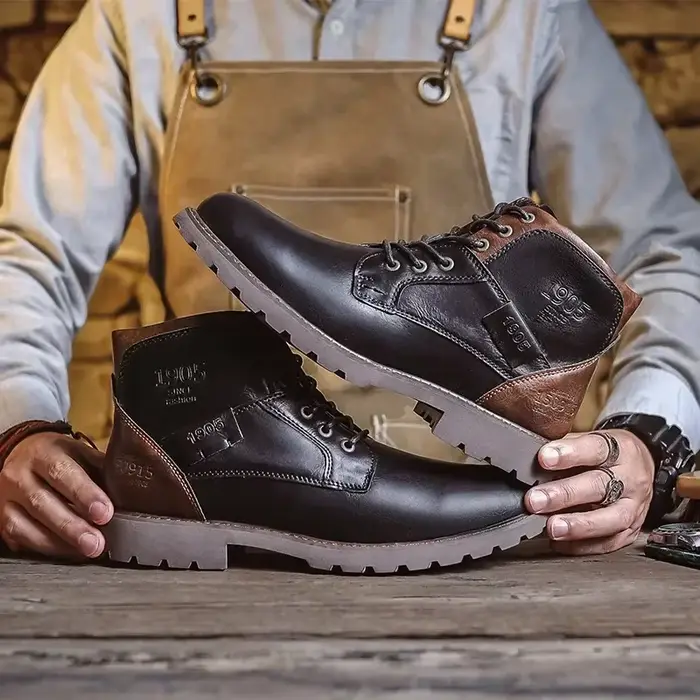 Bottes en cuir véritable pour hommes