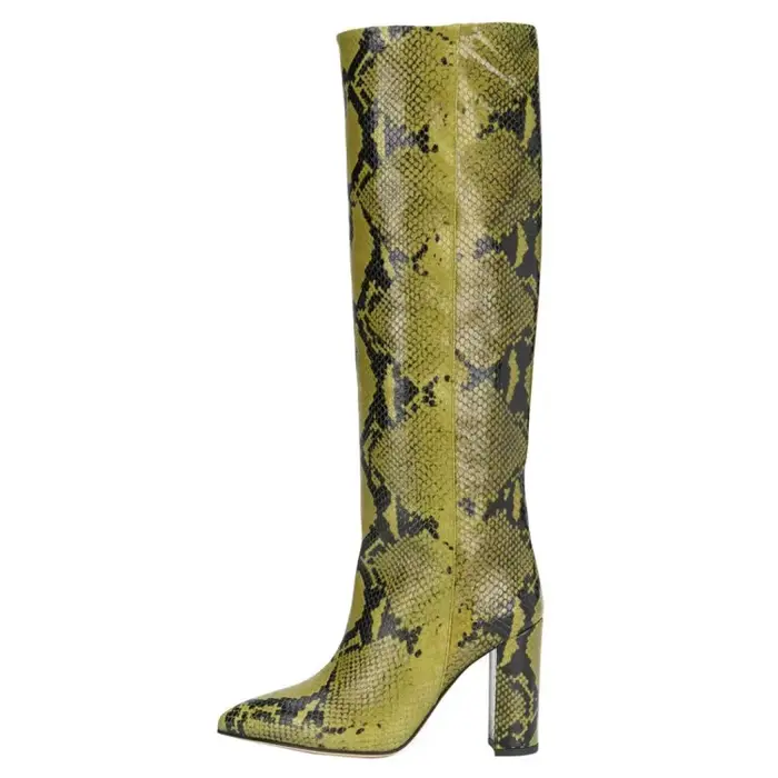 Bottes hautes au genou avec manches crocodile pour femmes, chaussures européennes et américaines, gr