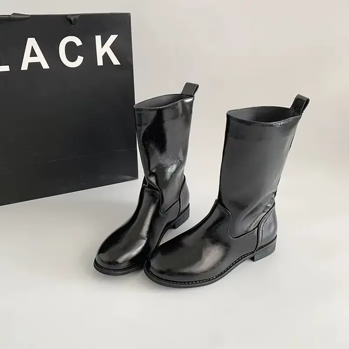 Bottes à talons épais mi-mollet pour femmes, nouvelle Version coréenne, bottes de moto décontractées