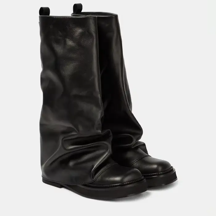 Bottes élégantes à la mode pour femmes, bout carré, semelle plate, doublure chaude, styles de créateurs pour usage quotidien en ville