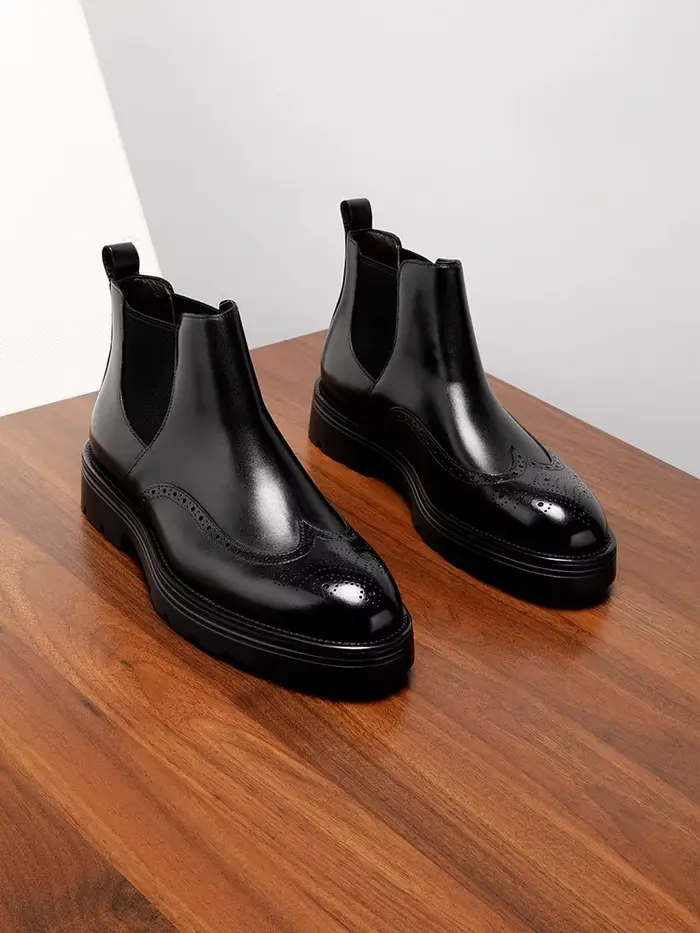 Botte haute pour hommes avec cuir gaufré, mocassins cousus à la main, mode européenne, qualité supér