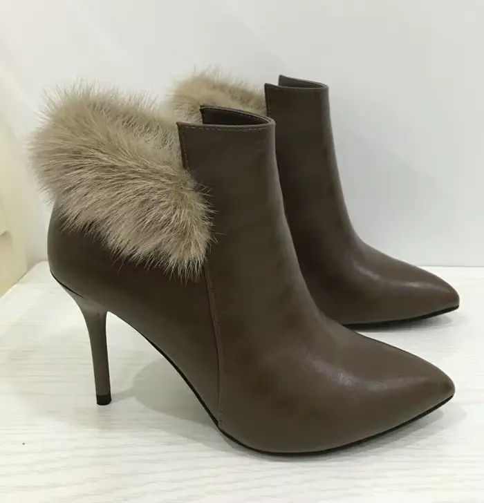 Dousin party – bottes en fourrure à bout pointu pour femme