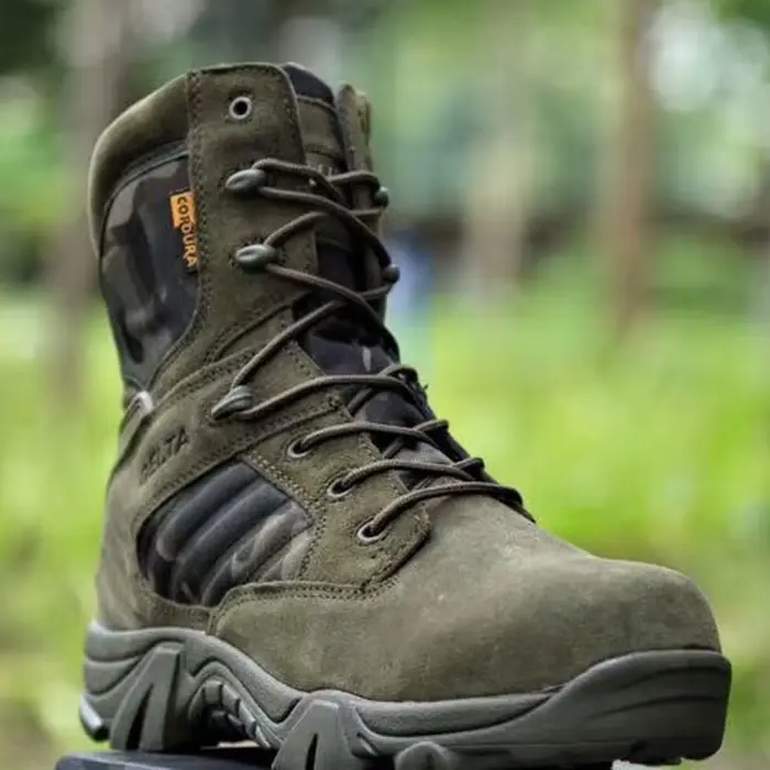 Bottes d'hiver pour hommes ESDY avec semelle en caoutchouc pour randonnée et activité de plein air style combat forces spéciales