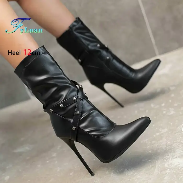 Bottes à talons aiguilles pointues pour femmes