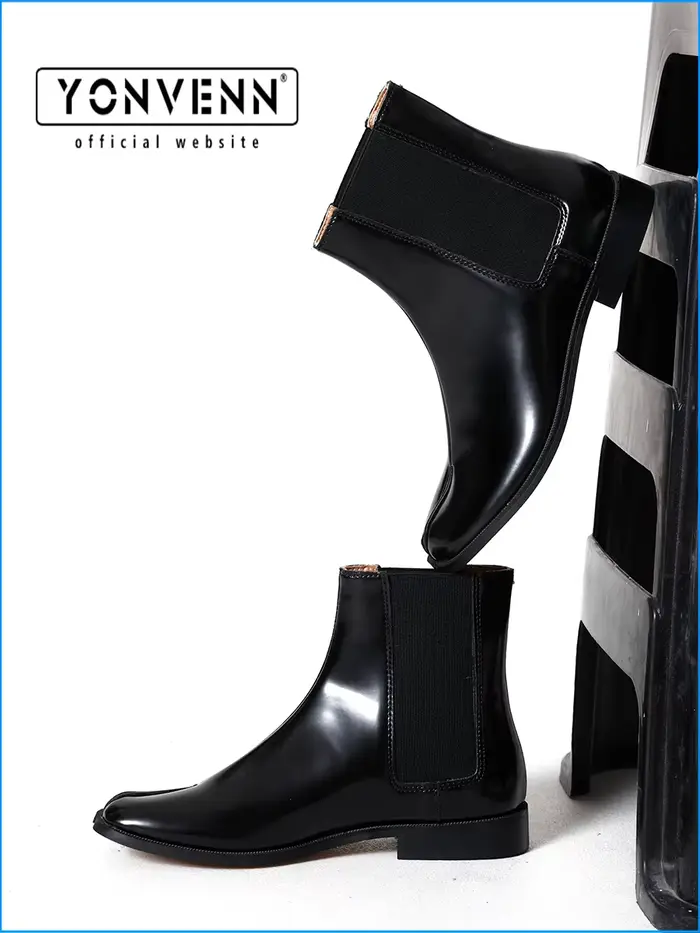Bottes courtes en cuir véritable Chelsea tabi chaussures à bout fendu sabot de cochon