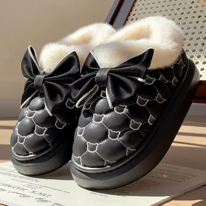 Bottes de rinçage à plate-forme pour femmes, chaussons de neige Bowvétérans t Designer, pantoufles m