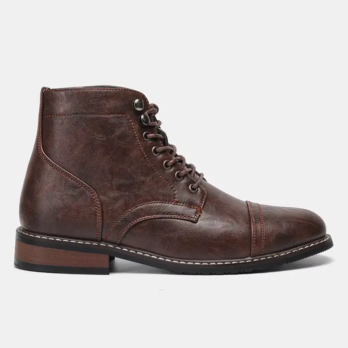 Bottes en cuir décontractées de marque rétro 2026, chaussures confortables pour homme