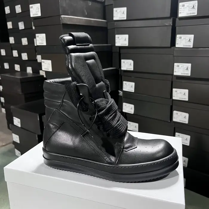 Bottes de rinçage en cuir noir pour hommes et femmes, chaussures de luxe plates, fermeture à glissiè