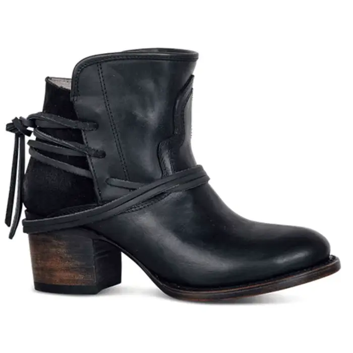 Bottines vintage à talons épais pour femme, bottines à lacets, collection automne hiver 2022, bottes chelsea, cuir de qualité, talon carré, bout pointu, style sexy, confort et élégance pour toutes les occasions