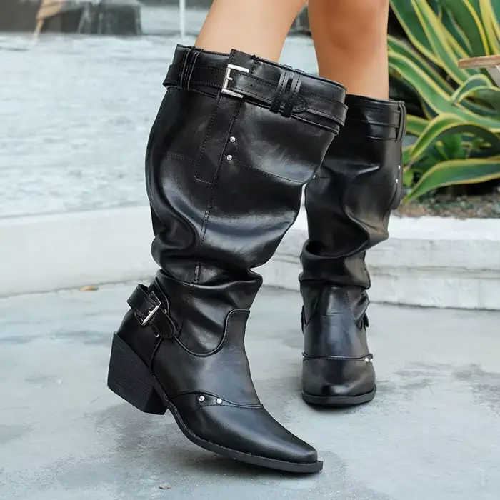 Bottes hautes plissées pour femmes