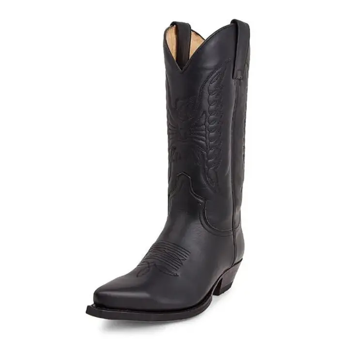 Bottes de cowboy en cuir pour hommes et femmes, bottes de moto occidentales, chevalier vintage, chau