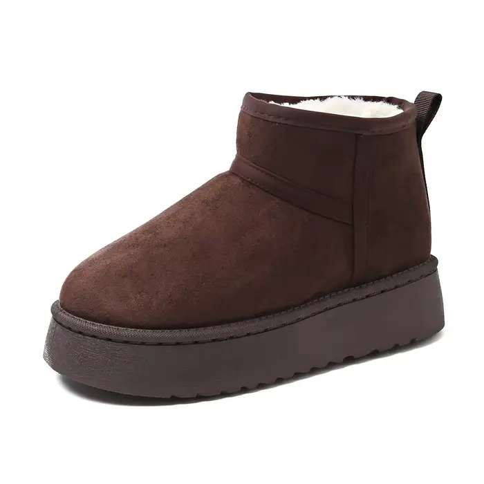 Bottes de neige à fond épais pour femmes, chaussures chaudes en coton doublées de polaire, antidérap