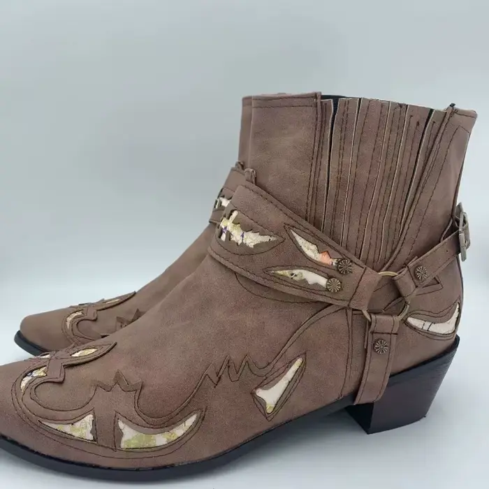 Bottines classiques pour hommes, chaussures à bout pointu en cuir véritable, couleur assortie, talon