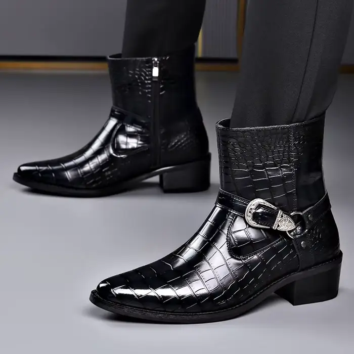 Bottes montantes 2026 pour hommes, chaussures en cuir, mode moto, bottes de cheville pour hommes, bo
