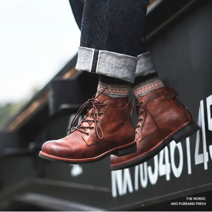 Bottines en cuir faites à la main pour hommes