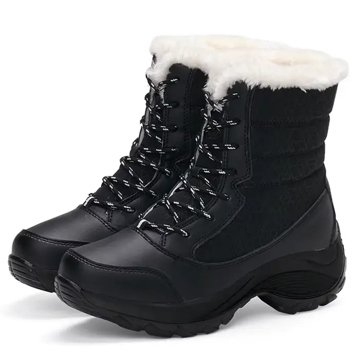 Bottes de neige à plateforme antidérapantes pour femme, chaussures d'hiver chaudes en fourrure, bott