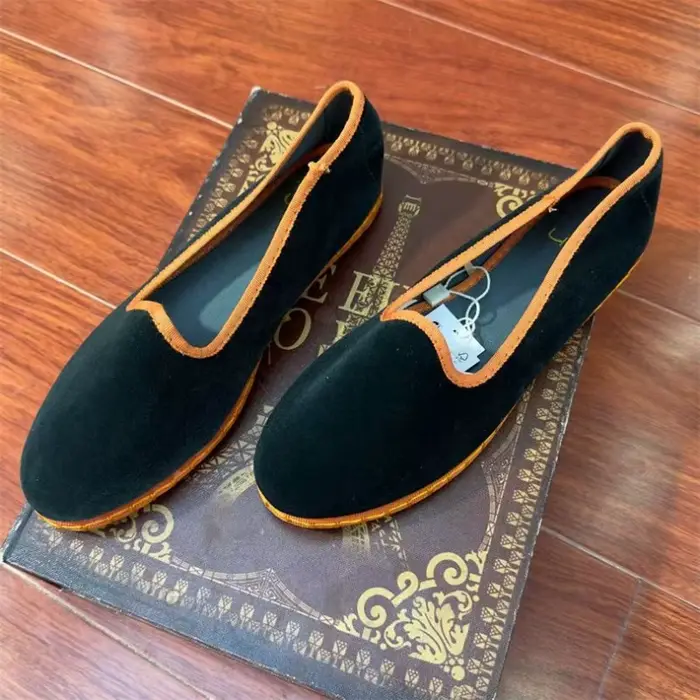 Chaussures plates décontractées pour femmes, mocassins noirs en toile souple de velours, chaussures 