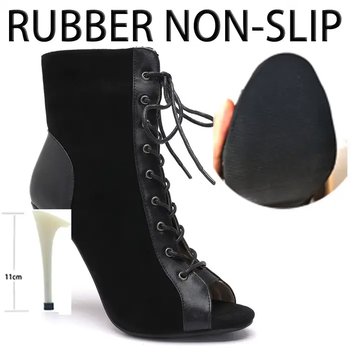 Bottes à lacets à talons hauts pour femmes, chaussures noires pour femmes, salle de Rh, semelle en d