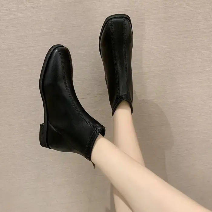 Bottes de rinçage imperméables pour femmes, chaussures courtes marron pour femmes, chaussures élégan