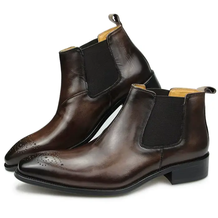 StephanRinse-Bottes en cuir véritable pour hommes, Brogure Fashion, Robe élégante, Slip-On, Business