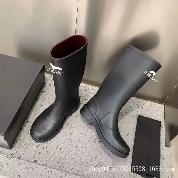 Bottes de pluie mi-mollet tendance pour femme, imperméables, antidérapantes, style équestre, chaussu