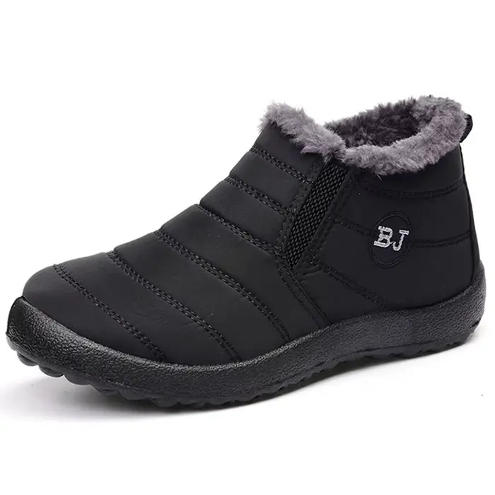 Bottines de neige imperméables et chaudes pour homme, chaussures d'hiver en toile avec fausse fourrure pour printemps et automne, bottes de neige pour homme élégantes et résistantes