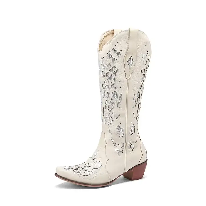 BLXQPYT Bottes de cowboy rétro pour hommes et femmes, chaussures d'hiver en cuir noir et marron, cha