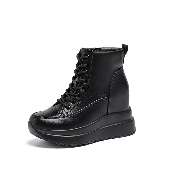 Bottines à plateforme pour femmes, talon épais de 9cm, style d'équitation, bottes courtes de moto po