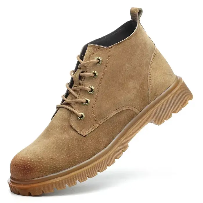 Bottes hautes en cuir suédé anti-crevaison pour hommes, anti-écrasement, chaussures confortables pou
