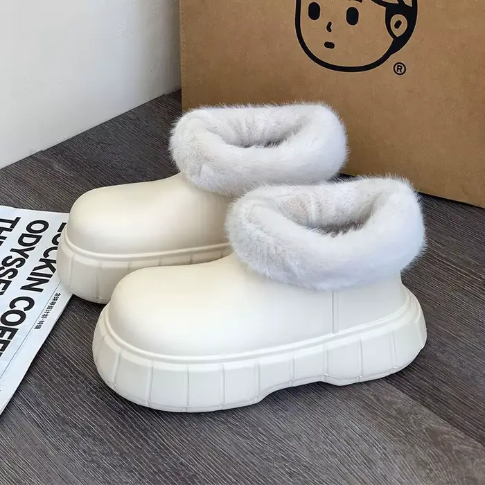 Shevalues-Bottes d'hiver imperméables pour femmes, chaussures en fourrure pour la maison, chaussures