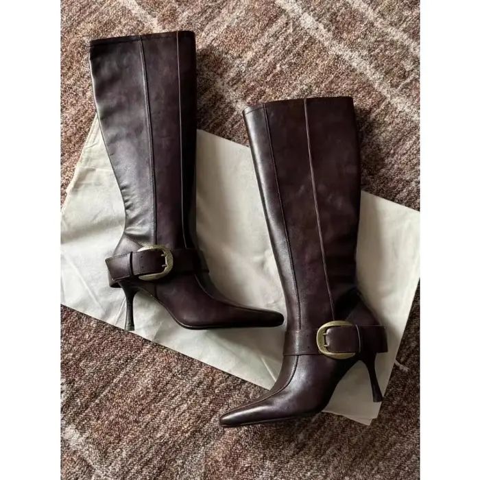Bottes hautes en cuir souple sexy pour femme