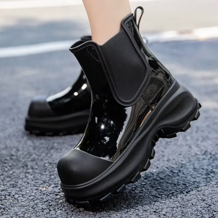 Bottes de pluie imperméables pour femme 2026, style mode, plateforme épaisse, hauteur mi-mollet, ant