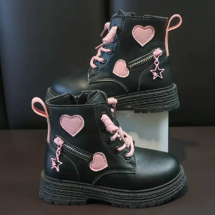 Bottines pour filles, mode princesse, cuir PU, semelle en caoutchouc, bottes courtes pour enfants, a
