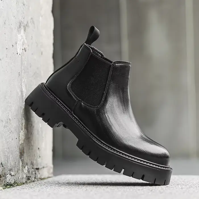 Bottes en cuir à l'offre elles optiques pour hommes, fourrure formelle d'affaires, courtes, style br