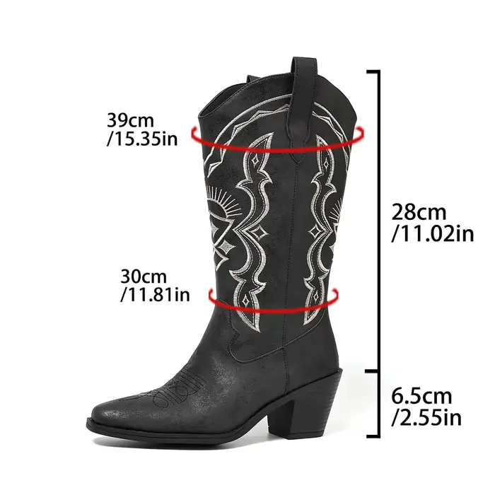 Bottes Western mi-mollet à bout carré