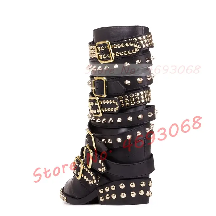 Bottines Gothiques à Bout Pointu et Boucles pour Femmes