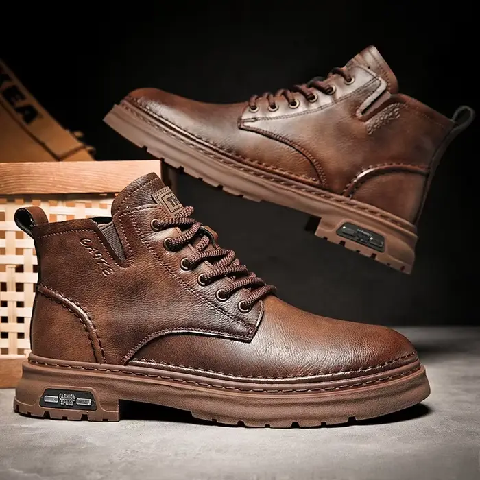 Bottes Chelsea pour hommes, semelle épaisse, coupe moyenne, vêtements de travail rétro, Style britan