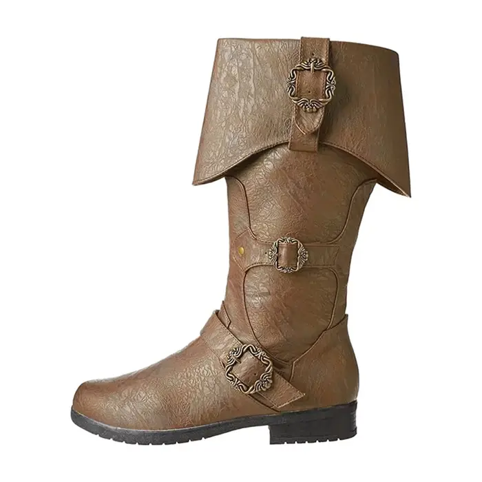 Bottes de Pirate rétro pour hommes et femmes, style médiéval nordique Viking, Steampunk, longues, Co