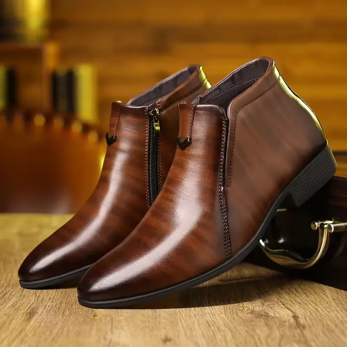 Bottines rétro en cuir pour hommes, bottes de luxe à la mode, avec fermeture éclair, étanches pour printemps et automne, bottes Chelsea grandes tailles