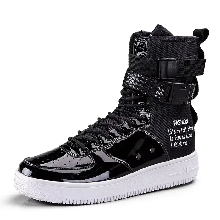Style Punk Orange bottes hautes Couple Streetwear boucle sangle Designers chaussures hommes chaussur