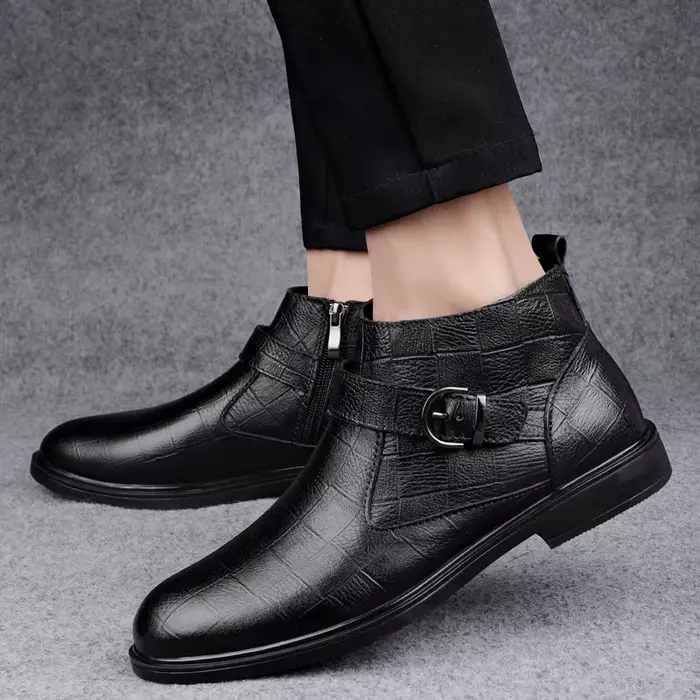 Bottes provoqué en cuir véritable pour hommes