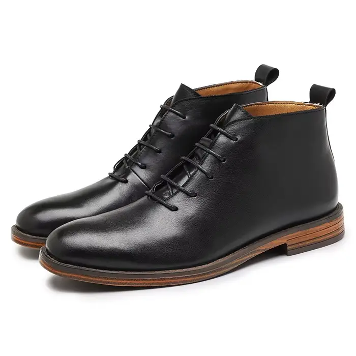 Bottines rétro pour hommes, chaussures en cuir véritable de haute qualité, élégantes à lacets, pour 