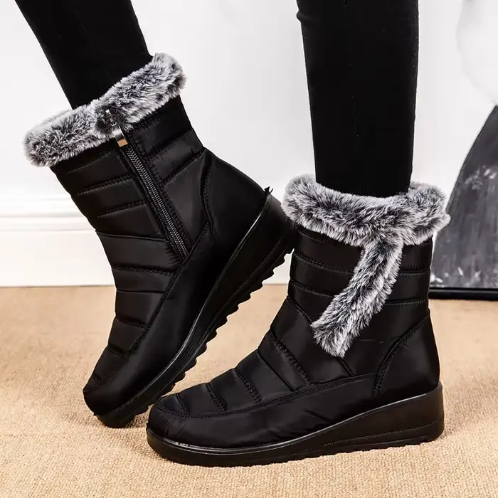 Bottines de neige imperméables en fausse fourrure pour femme