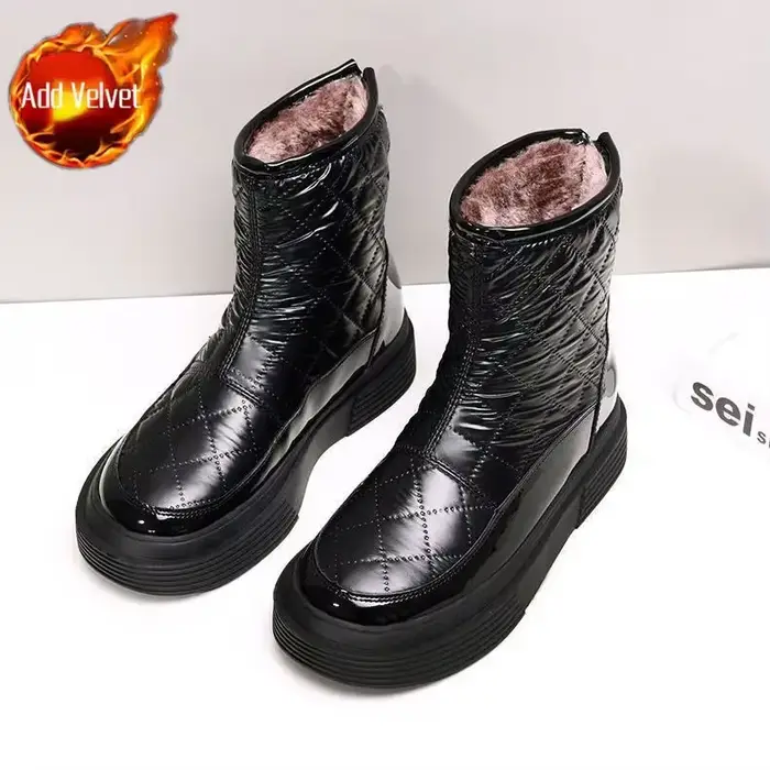 Bottes de neige en cuir suédé pour femme, chaussures rondes Parker, bottes à plateforme épaisses, de