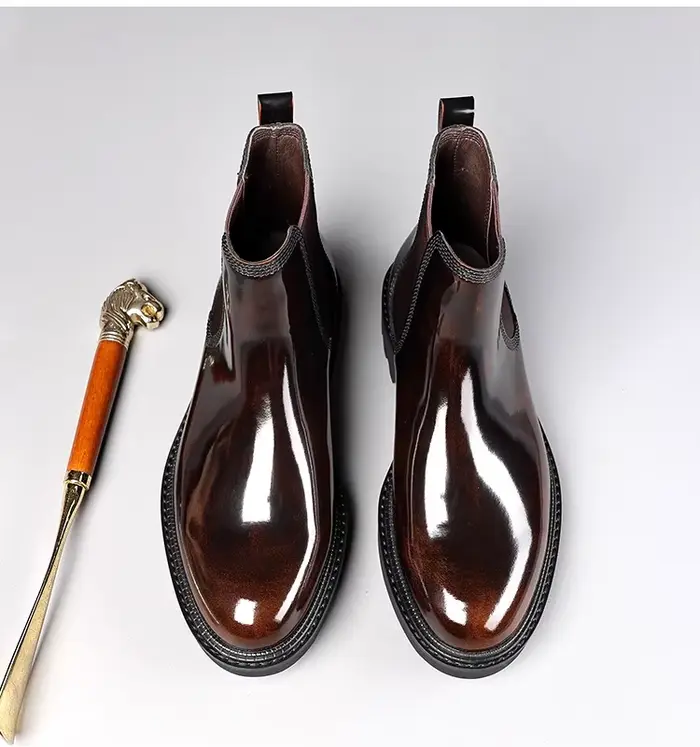 Bottines élégantes pour homme style Chelsea en cuir véritable pour printemps automne occassions spéciales