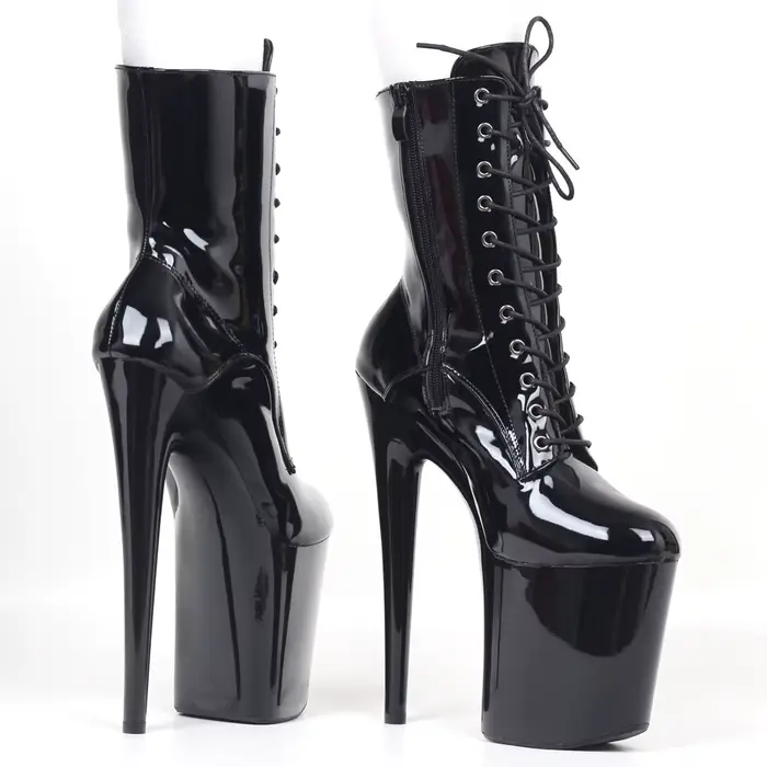 JIALUOWEI 20CM talons hauts extrêmes plate-forme bottes à lacets Sexy pôle danse bottines fermeture éclair latérale 5-12