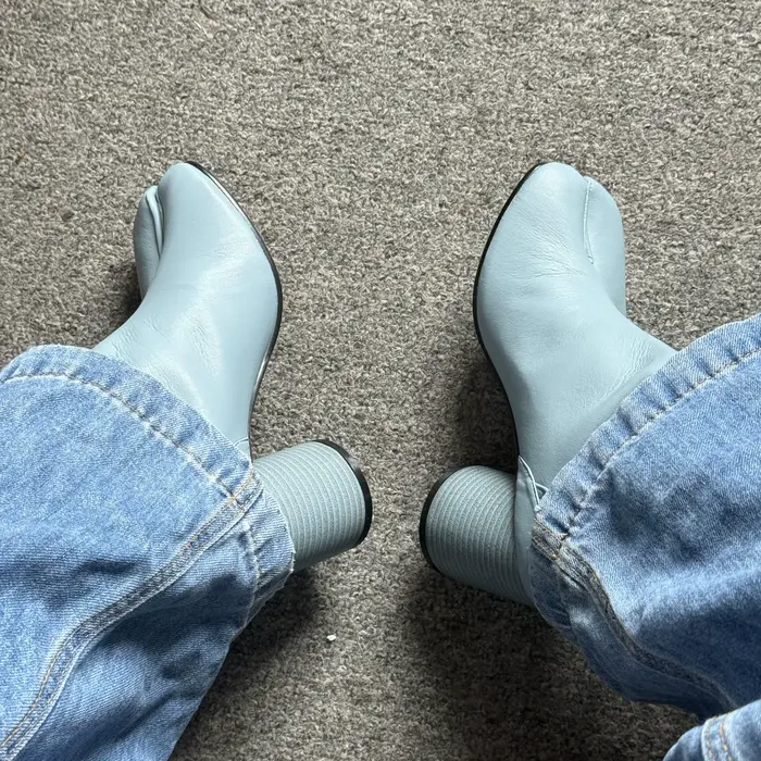 2025 femmes hiver cheville bleu vert Tabi bottes chaussures