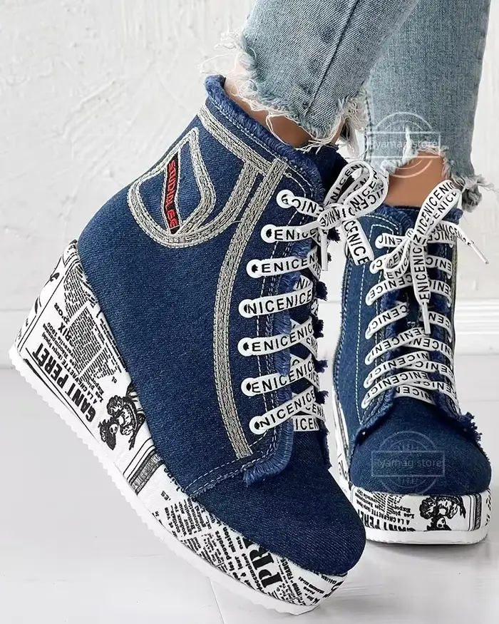 Newpaper-Bottes à plateforme à lacets pour femmes