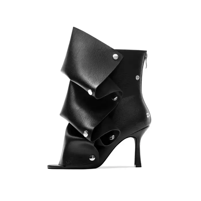 Bottes à talons hauts bout ouvert plissées pour femmes printemps automne occassions spéciales