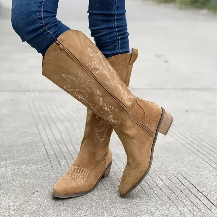 Bottes de cowboy western brodées pour femme